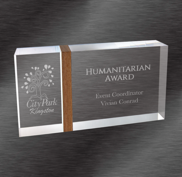 Appreciation Award | Acrylic Award with Mid Walnut Band Design
