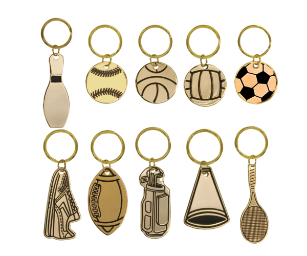 Brass Sports Themed Keychains