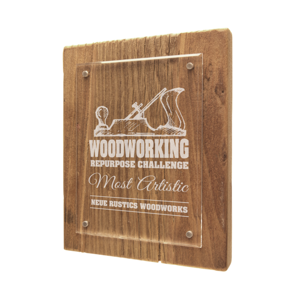 Unique Award Plaques | Reclaimed Wood, Floating Acrylic Plaque